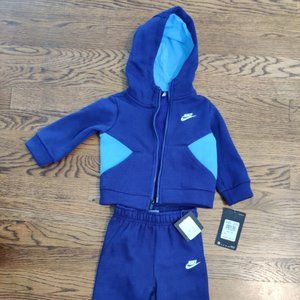 Nike Blue set sweat pants hoodie shirt full zip